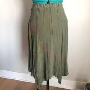 Small Forest Green Spring Flowy Midi Skirt